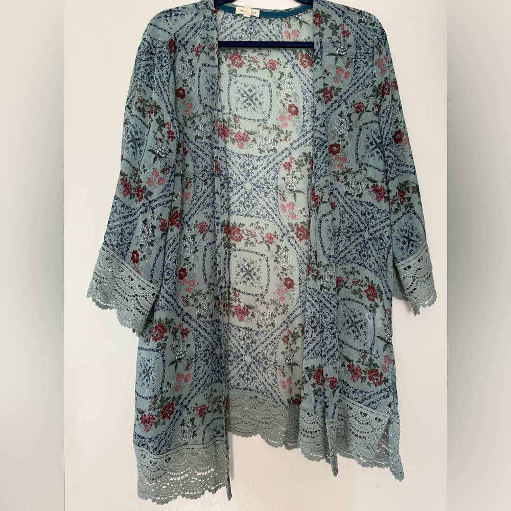 Mason & Belle kimono with crochet edge detail